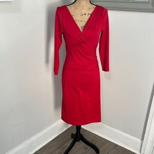 Gorgeous Elegant Red V-Neck Dress with shape wear